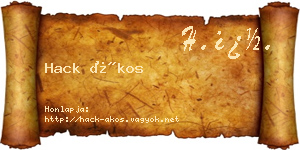 Hack Ákos névjegykártya